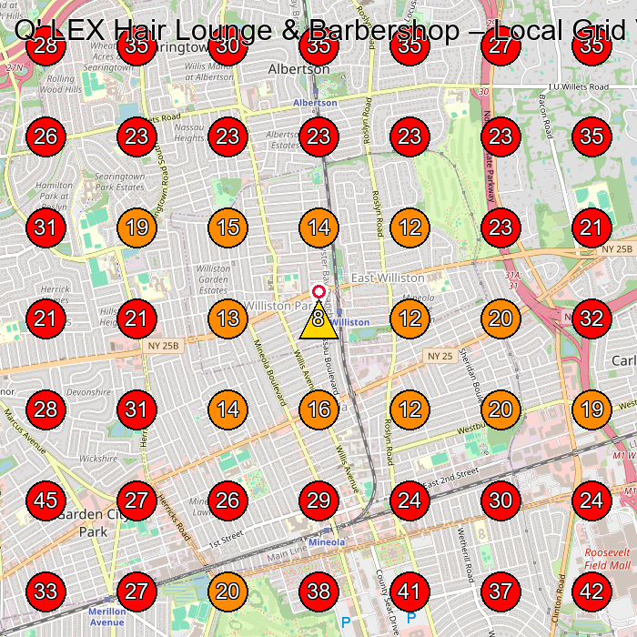 Q' LEX Hair Lounge & Barbershop GeoGrid visibility map for Nail Salon in Mineola